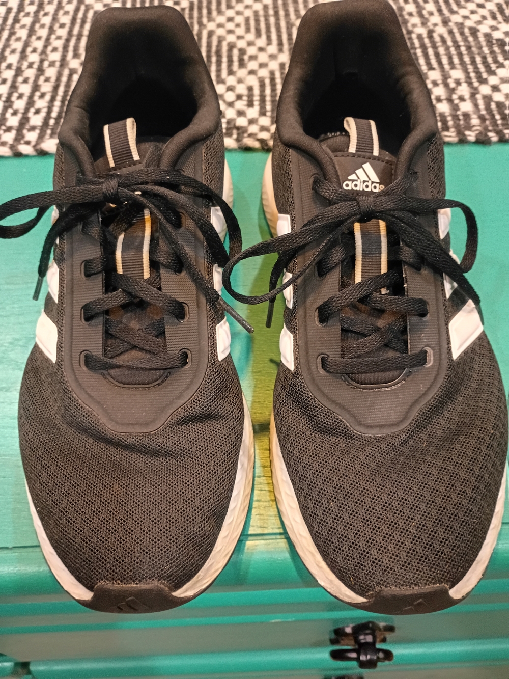adidas Black and White Women's 9 Athletic Running Shoes - Picture 2 of 4